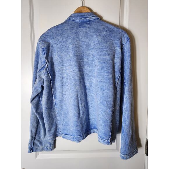 Vintage SAGA Light Blue Oversized Button Boxy Cotton USA Soft Jacket SZ M - Picture 2 of 9